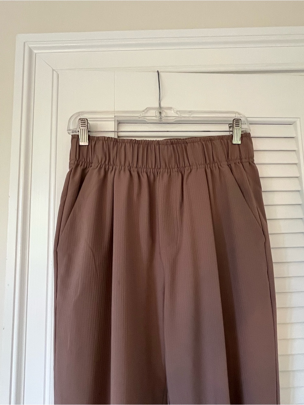 Varley Brown Lightweight Joggers with Snap Ankles